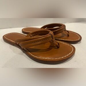 BERNARDO Luggage Tan Leather Miami Thong Sandals Womens Size 5